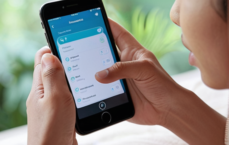 **
A close-up shot of hands interacting with a smartphone displaying a meditation app. Gentle, subtle haptic feedback is visualized as soft, glowing waves emanating from the phone. Focus on conveying a sense of calm, peace and connection. The background should be blurred, subtly hinting at a relaxing environment. Keywords: haptic feedback, meditation, mindfulness, calm, UX design, Malaysian user.
**